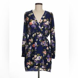 Lulu's Navy Floral Long Sleeve Dress